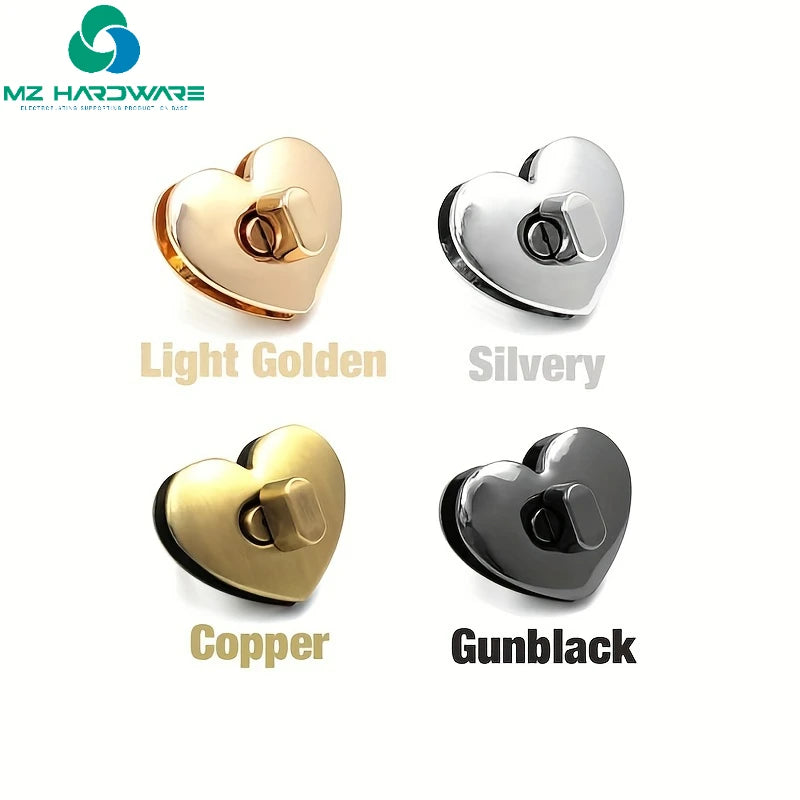 MZ Metal Heart Shape Turn Lock Clasp Buckles for Bag Purse Hardware DIY Leather Craft Purse Accessory Twist Lock Turn Lock