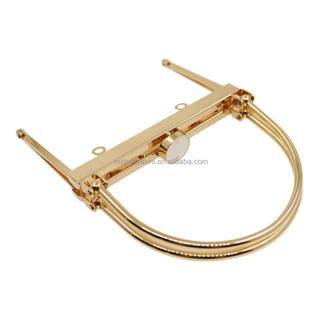 MZ Wholesale Customized Durable Steel Plastic Bag Accessories Iron Wire Purse Frame Handbag Handle Lock Strap for Luggage Use