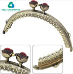 MZhardware Metal Purse Frame Vintage Bag Kiss Clasp Lock, Retro Style Arch Frame Coin Purse Hardware with Lotus Beads Embossed