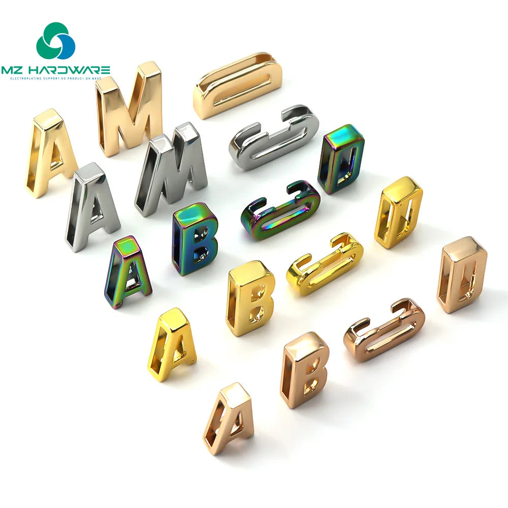 Classic DIY Charms Straps Collar Bags A-Z English Alphabet Name Design Stainless Steel Zinc Alloy Plated Plastic Buckle Hook