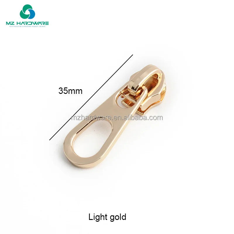 MZhardware OEM Embossed Brand logo Zip Pulls Custom Designer Metal Zipper Puller With Slider for Bag / Clothing Metal Pullers