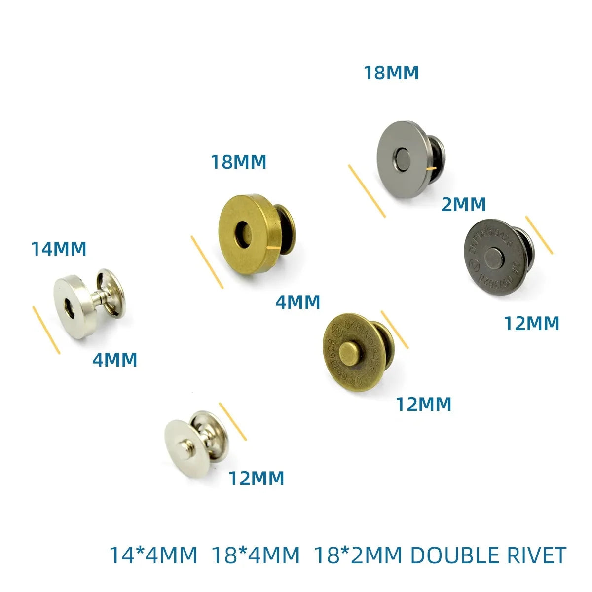 Factory Bag Buttons With Magnet Bag Accessories  High Quality Double Rivets Magnetic Snap With Rivet for Handbag