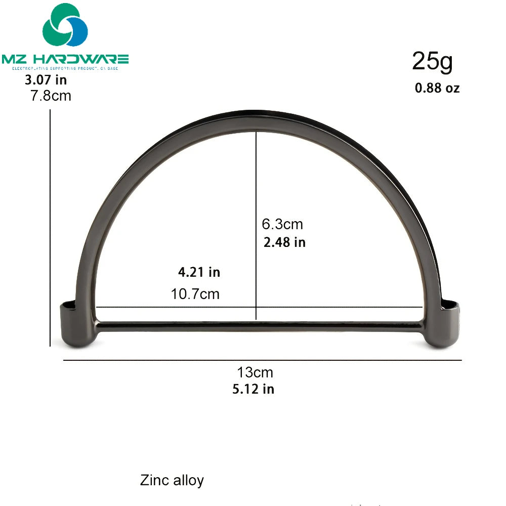 MZhardware Purse Frame Half-Round Handbag Handle Frames Zinc Alloy U-Shaped Purse Handles for DIY Wallet Making Crossbody
