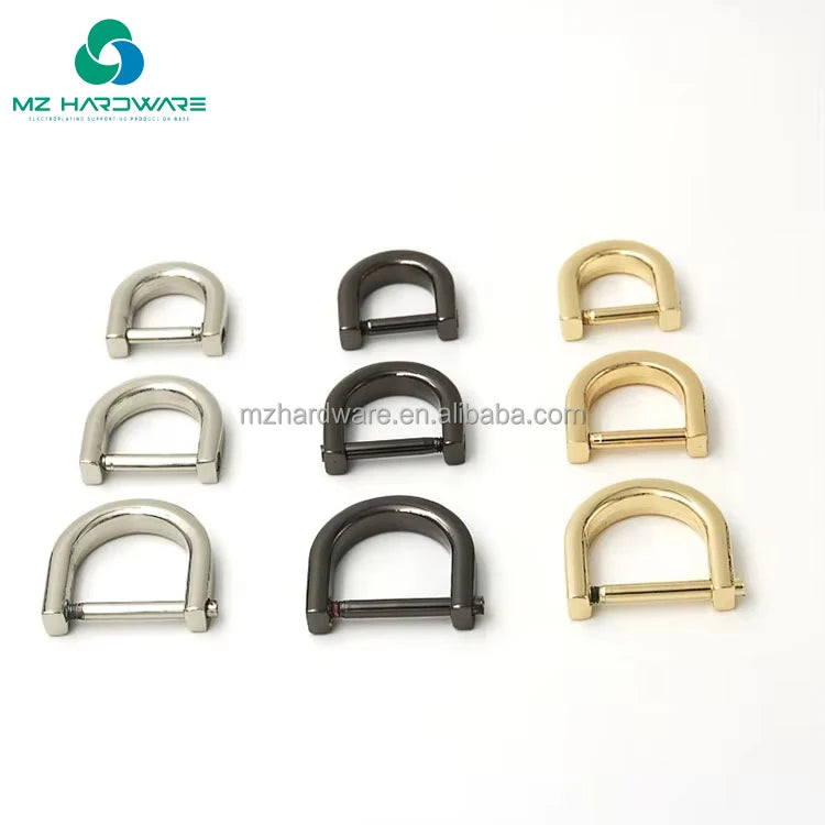 D-Rings Screw in Shackle Horseshoe U Shape D Ring DIY Leather Craft Purse Keychain Accessories for Strap