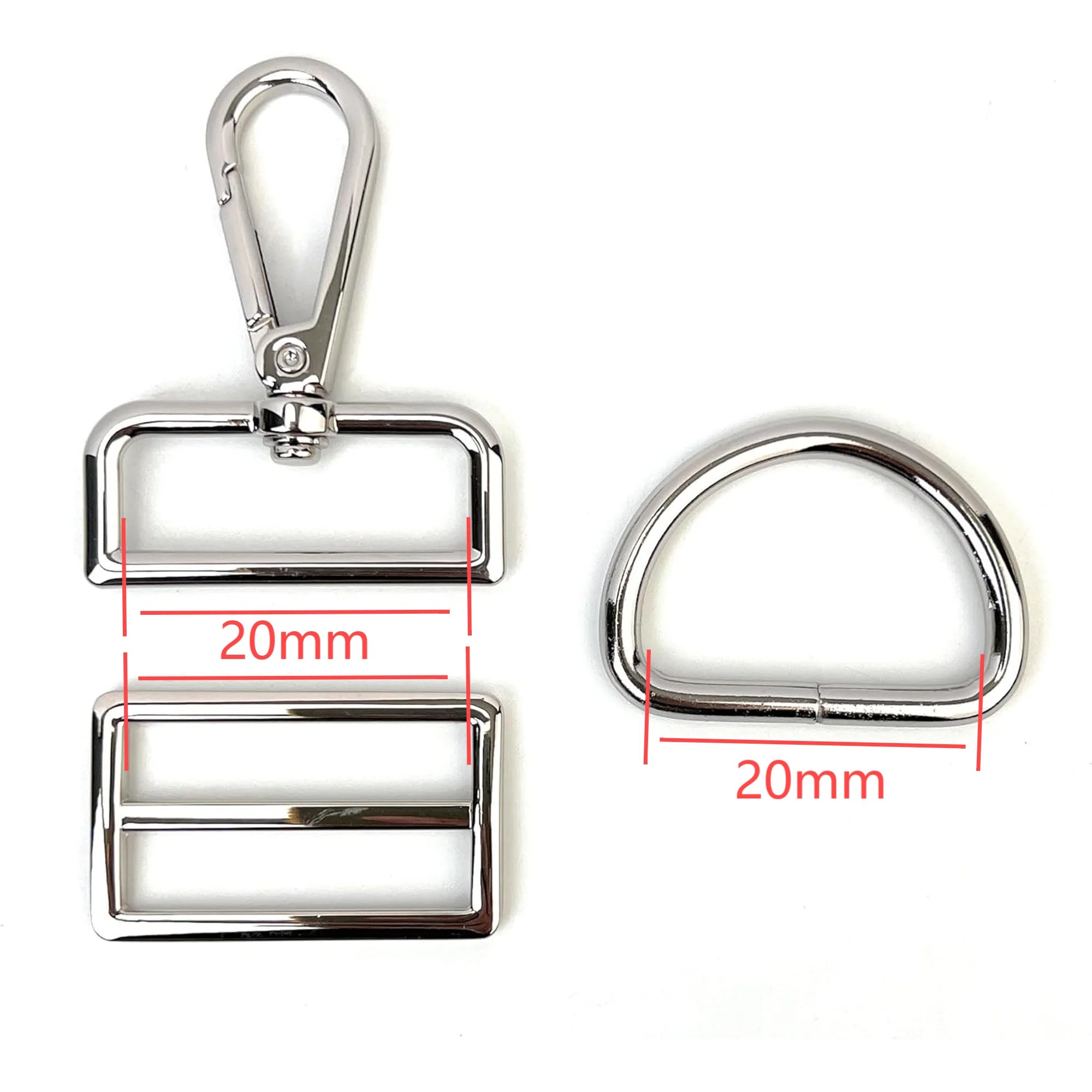 MZ Hardware 40 Pcs Buckle Set 20mm 26mm Width Tri-glide Buckle D Ring Buckle for Bag and Belt Making DIY Accessory Pet Belt