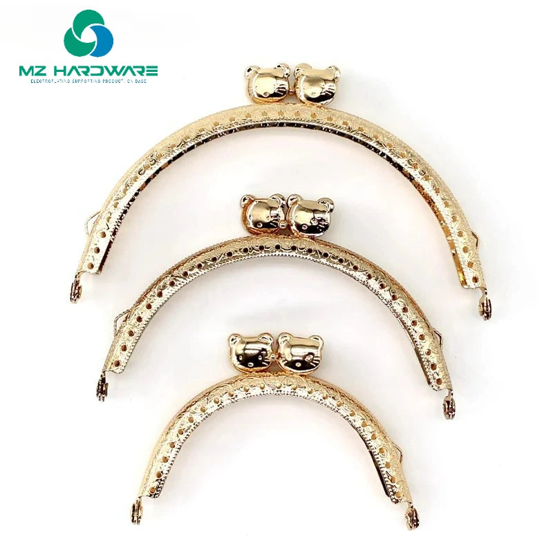 MZhardware 8.5/10.5/12.5 CM Cat Head Round and Square Metal Purse Frame Handle for Clutch Bag Accessories Kiss Clasp Lock
