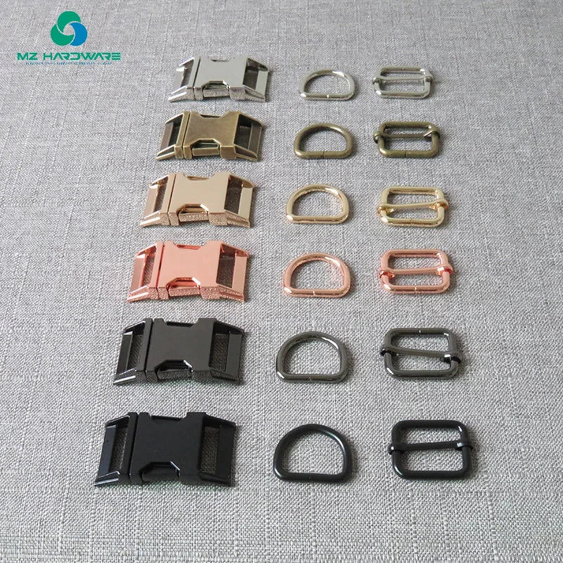 MZ 25mm Heavy Metal D Ring Adjuster Belt Straps Slider Release Buckle Clasp for Pet Dog Collar Necklace DIY Accessories 3Pcs/Set