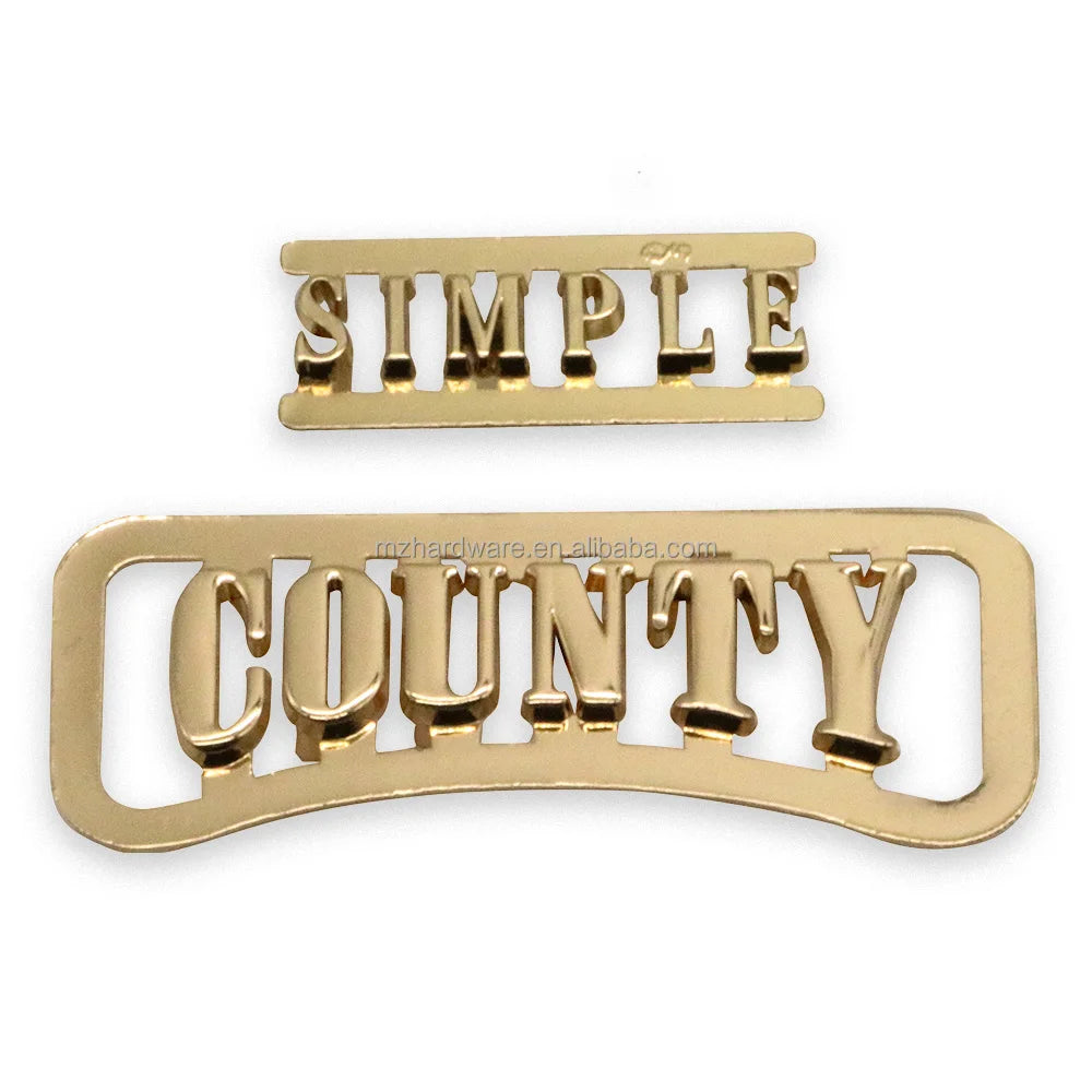 Customized Plate Zinc Alloy Engraved Embossed Metal Garments Label Logo Tag Sewing Name Letter Plating Garments Label