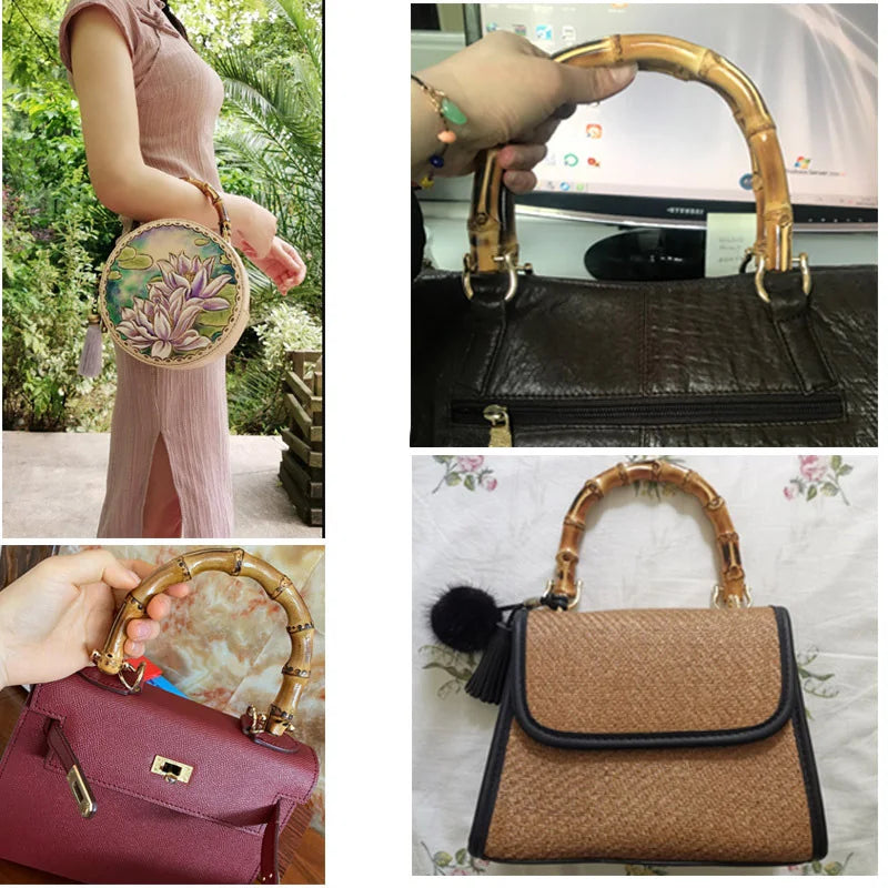 Factory Wholesale  Natural Real Half Round U Shape 10cm 12cm 14cmGold Large Bamboo Style Top Handle Purse for Bags Accessories