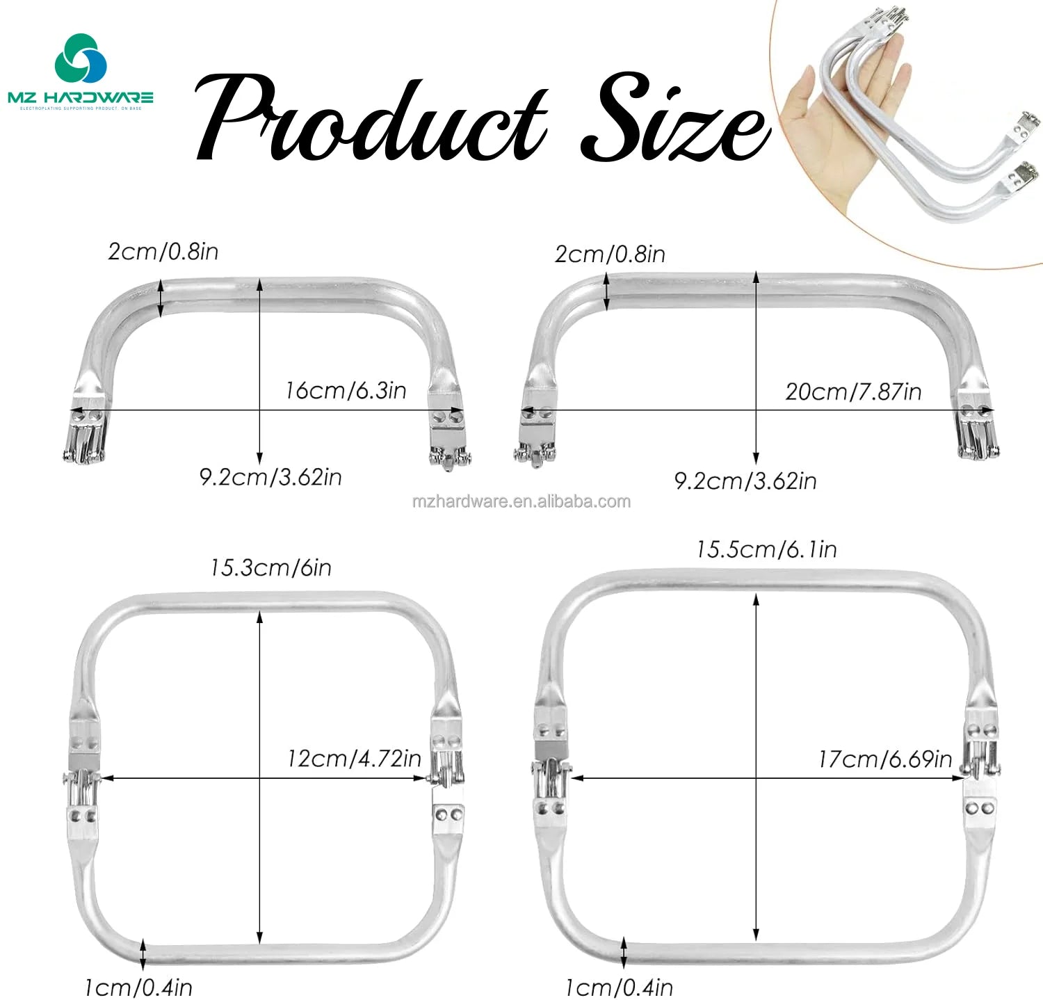 MZhardware Aluminum Tube Purse Frame for Clutch Striped Ladies' Dinner Bag & Bag Hardware Accessories Purse Frame