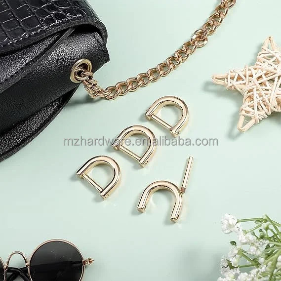 D-Rings Screw in Shackle Horseshoe U Shape D Ring DIY Leather Craft Purse Keychain Accessories for Strap
