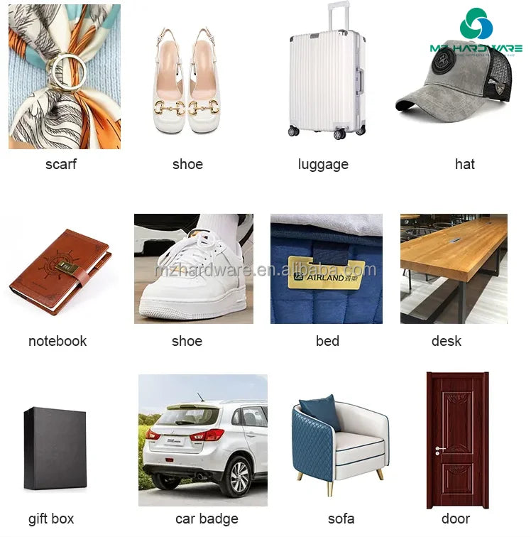 MZhardware Custom Brand Logo/Size Wholesale Clothing Tag Accessories Engraved Sewing Bag Labels for Handbags Garment Metal ISO