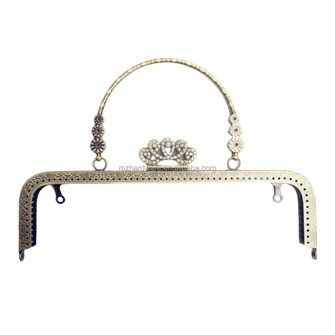 Factory Wholesale DIY Bag Kits 20/25cm Brass Handbag Handle Square Embossed Sunflower Kiss Clasp Sewing Brackets Frame Lock