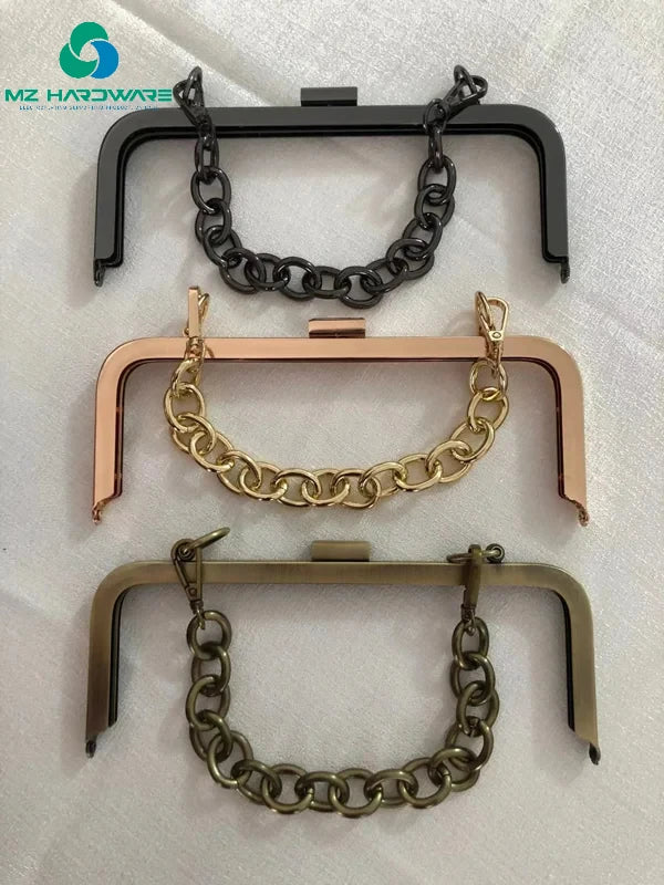 20.5cm Metal Purse Frame Women Handle Clutch Bag Accessories DIY  Copper Black Light Gold HandBag Kiss Clasp Lock Hardware