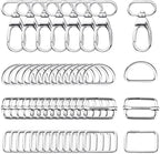 50 Pcs Metal Hook Ring with Swivel Clasps Slide Buckle D-rings Rectangle Ring for Handbag  Pet Collar Sewing Craft Ideas