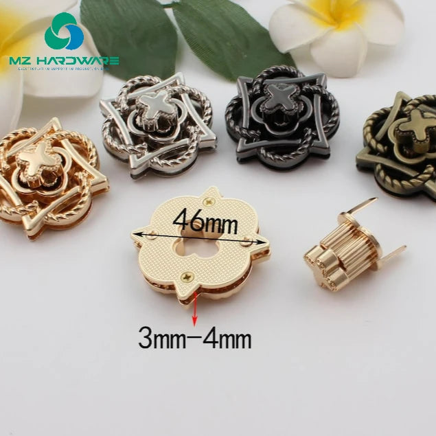 Gold Die-cast Lock for Luggage and Bag Hardware Accessories, Flower Lock, Petal Lock, Bag and Handbag Lock Buckle Hardware Auxil