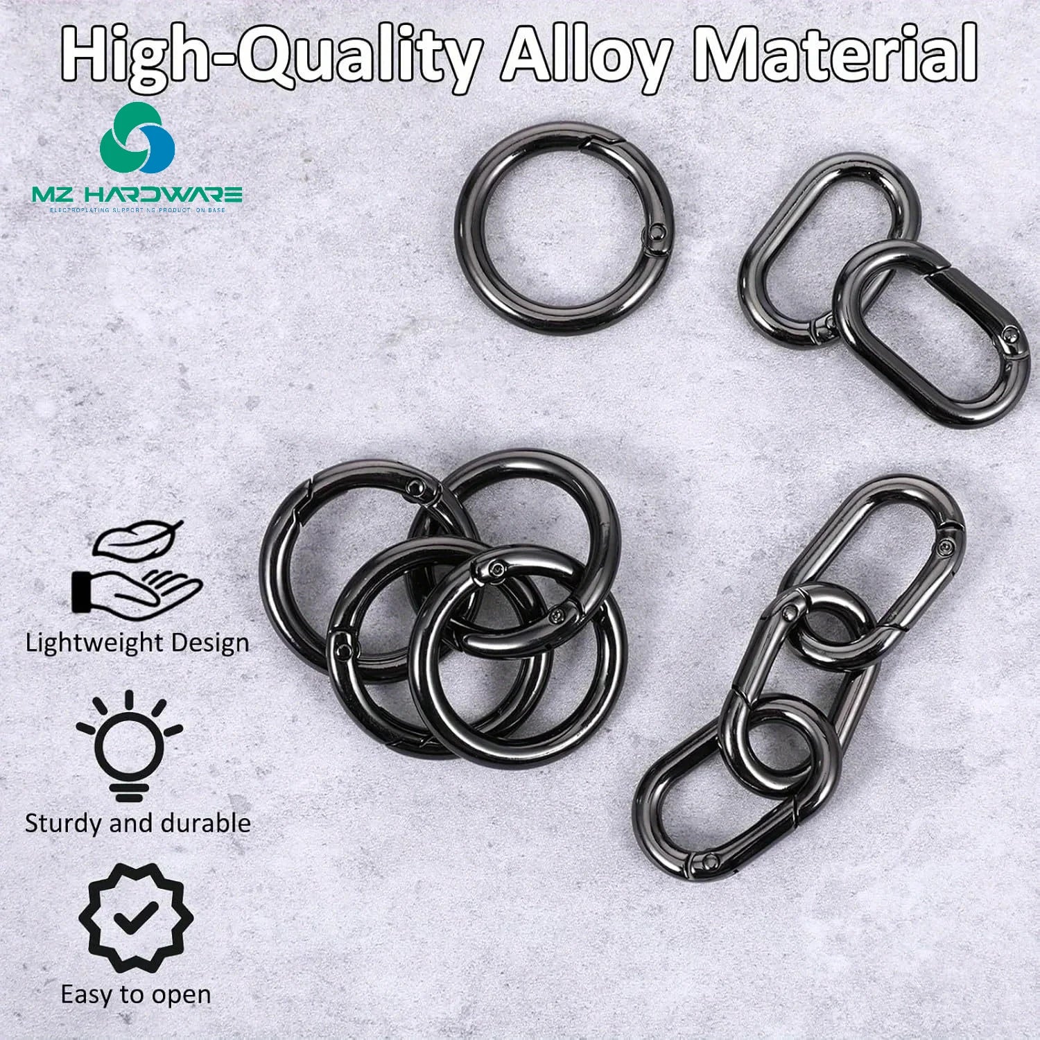 MZ Metal Alloy Ring Circle Round Carabiner Spring Snap Hooks O Gate Ring Circle Shaped Carabiner Circle for Handbag