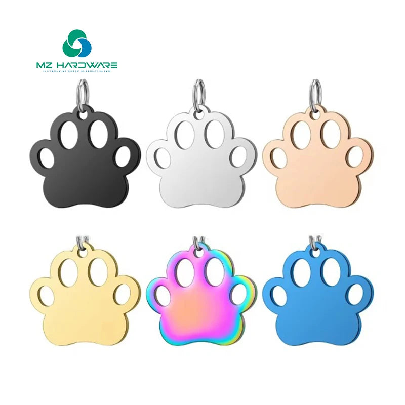 Custom Logo Tags DIY Printing Sublimation Key Chain Paw Shaped Brass Paw Metal Crafts Custom Dog Tags