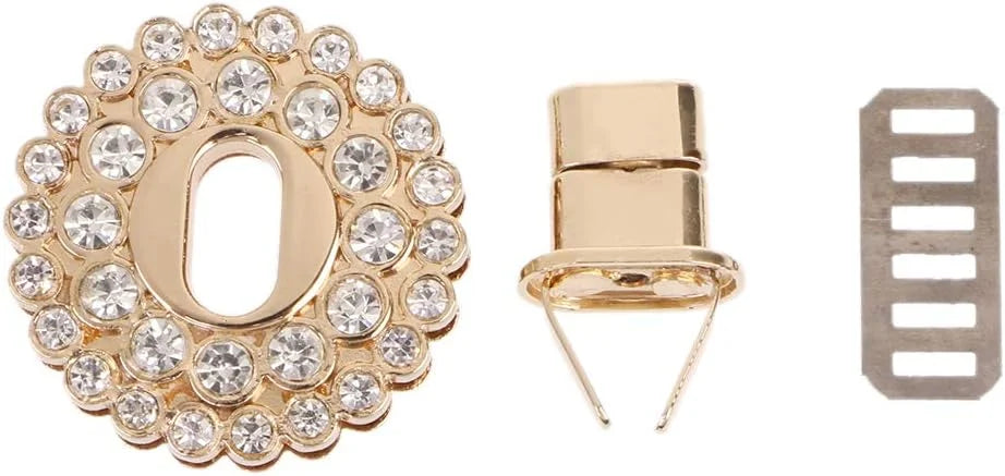 High Quality Diamond Latch Bag Hardware Exquisite Zinc Alloy Switch Closing Wood Ring Rivet Small Brass Buckle Hook Luggage Use