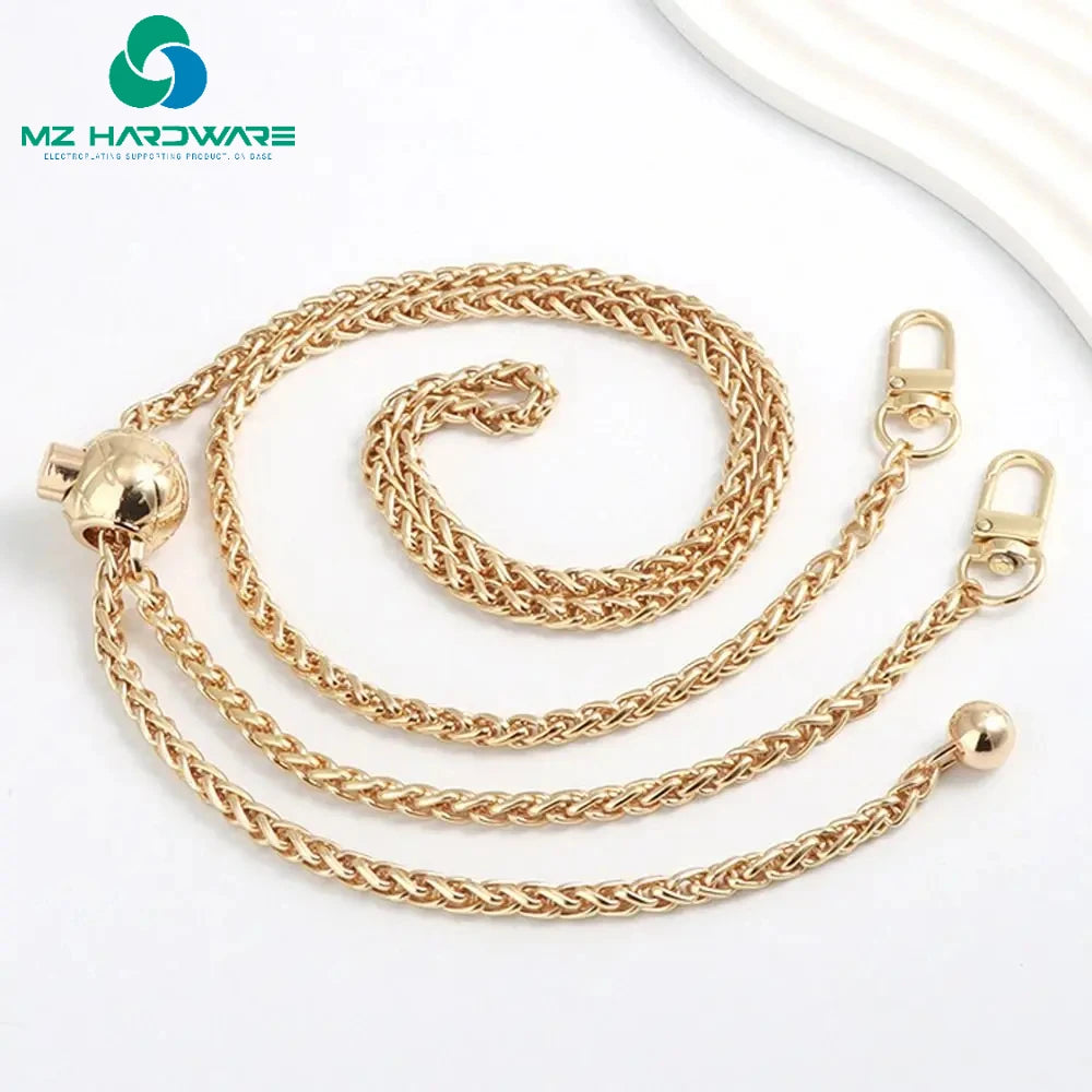 MZhardware120cm Fashion Adjustable Gold Bead Ball Bag Metal Chain All-match Bag Accessories Strap Transfer Bead Bag Chain