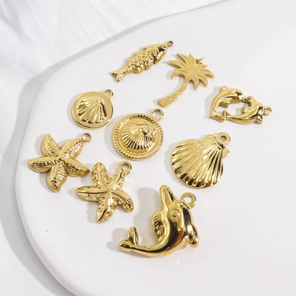 China Wholesale Ocean Jewelry Pendants Stainless Steel Sea Pendants Gold Jewelry Starfish Dolphin Pendant