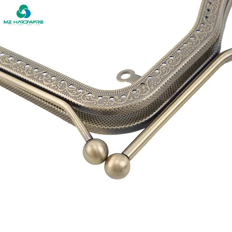 MZhardware Wholesale Concave Embossed Kiss Lock Metal Purse Frame Handbag Handle for Women Bags Parts & Accessories