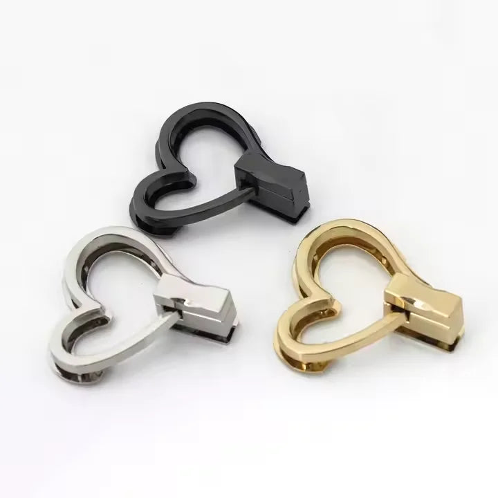 MZ Hardware Bag Accessories Handbag Clasp Closure Bag Hardware Swivel Twist Turn Locks Love Heart Shaped Locks for Bag Making