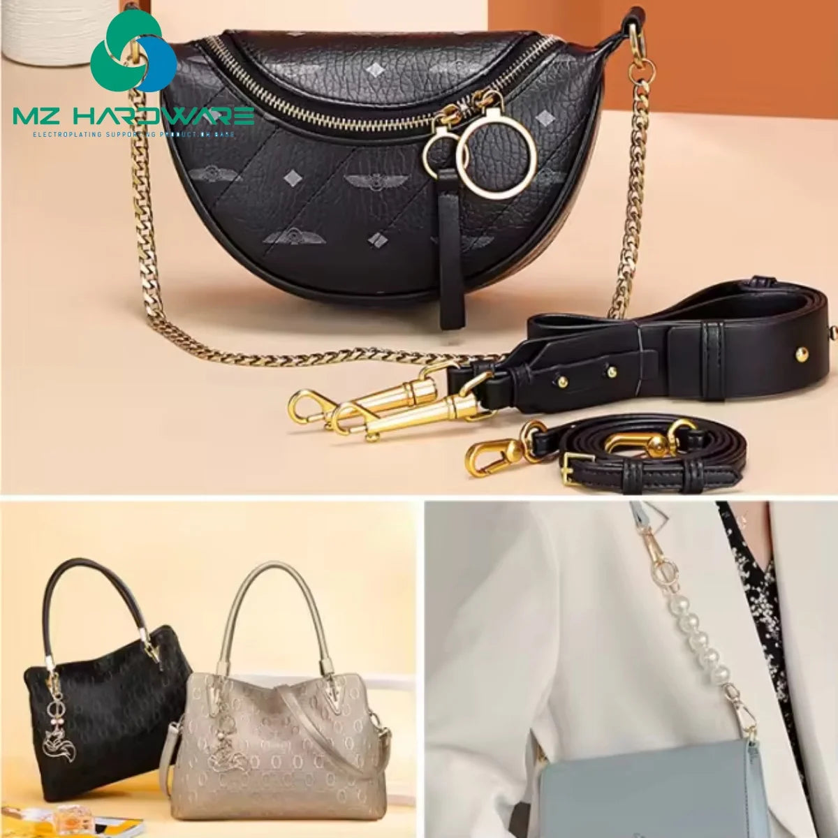 MZ High Quality Shiny Spring Snap Hook Bag Strap Hook Stainless Steel Swivel Snap Hook for Handbag Swivel