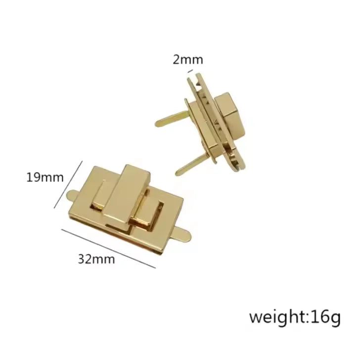 Best Selling Zinc Alloy Metal Twist Lock Handbag Hardware Rectangle Lock for Luggage Bags Rectangle Lock