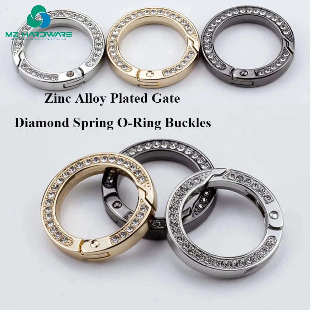 MZhardware O Ring Keyring With Diamonds Metal Spring for Keychain Pendant Bag Key Accessories Jewelry Making Supplies Charm