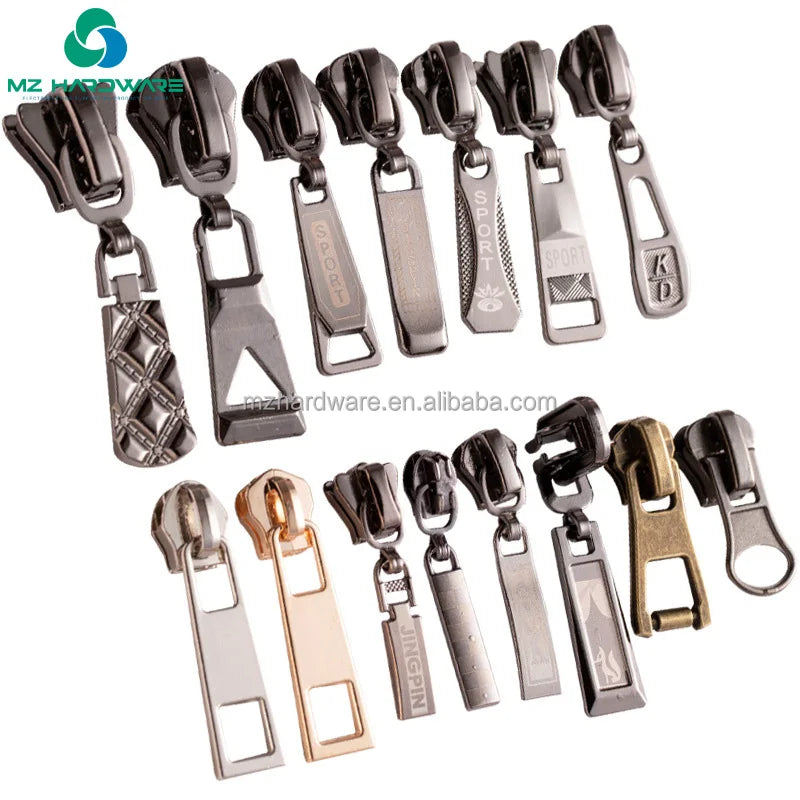 MZhardware Wholesale Custom Logo Metal Zipper Puller Auto Lock Zipper Slider Zipper Head for Bag