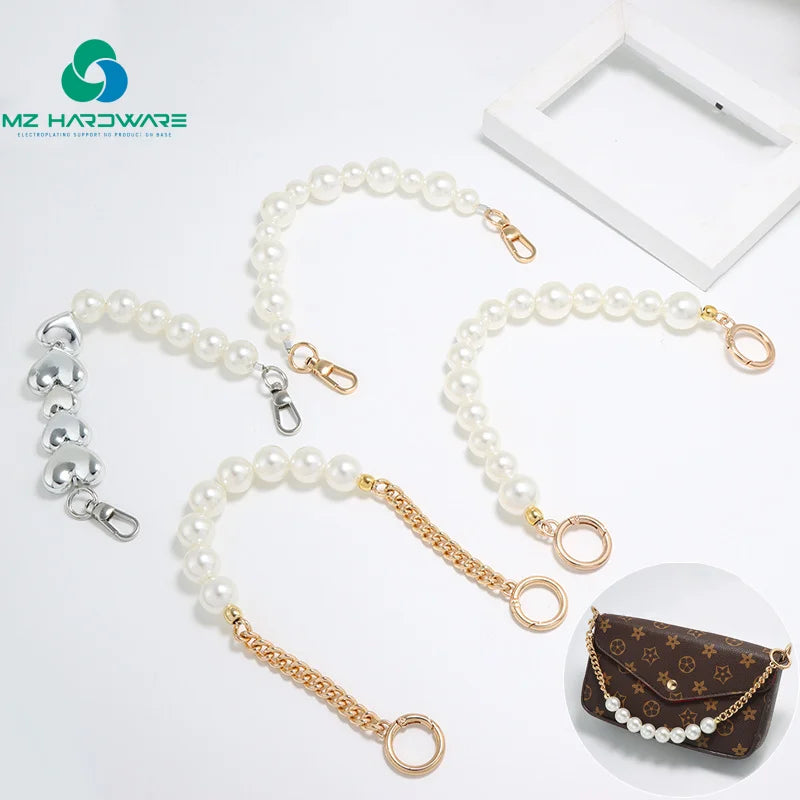 MZhardware Pearl Purse Chain Extender Bag Strap Extension Purse Strap Adjustable Replacement for Women Purse Bag Making Supplies