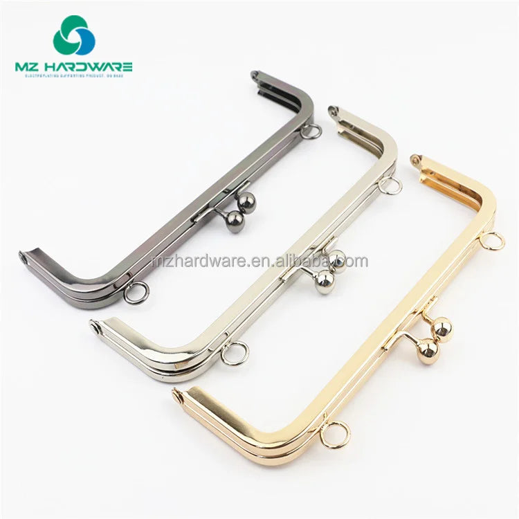 MZ Hardware Luxury Metal Purse Frame Hand Bags with Square Buckle and Kiss Clasp Waterproof and Portable Clutch Bag