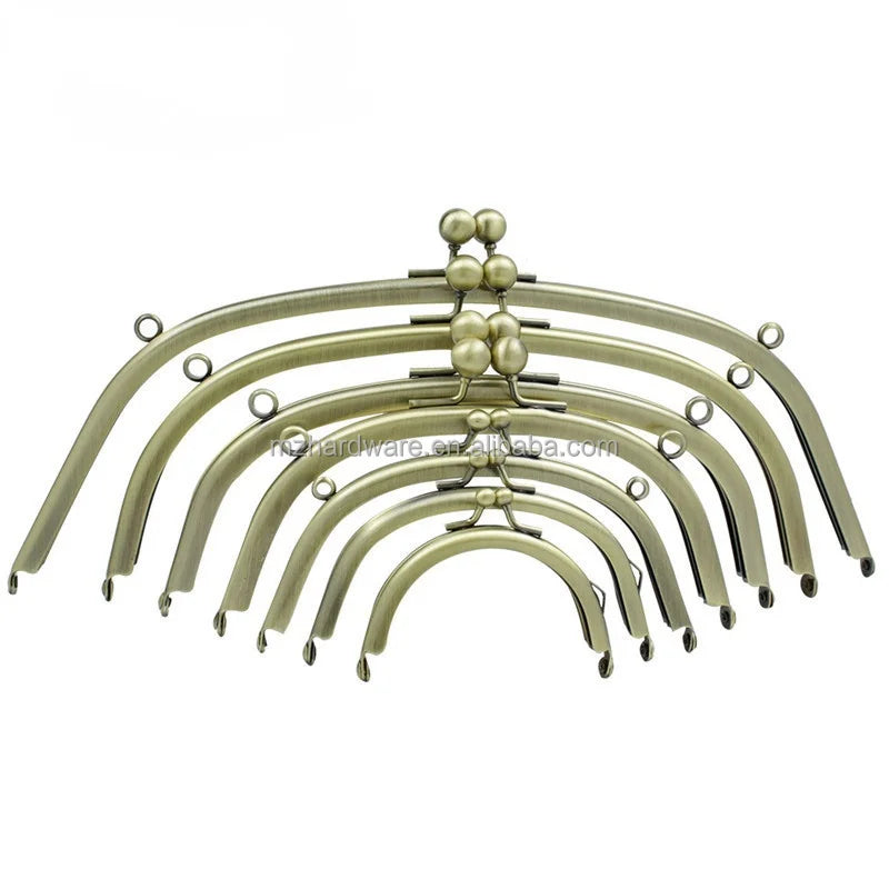 MZhardware Wholesale Bronze Metal Purse Frame with Kiss Clasp Lock Luxury Hardware for Clutch Bag Handbag Accessories