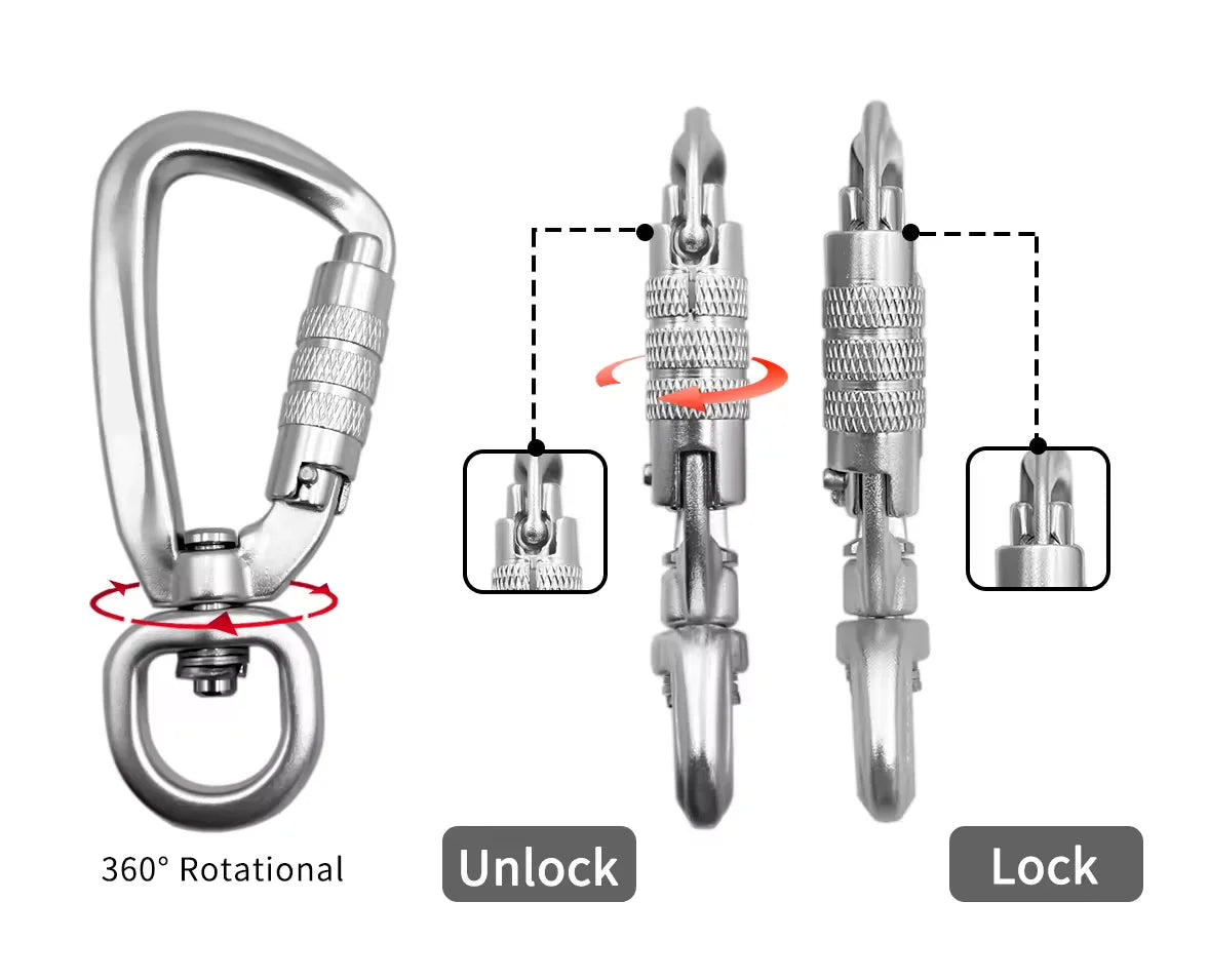 Customized Rock Climbing Carabiner Dog Leash Carabiner Aluminum Swivel Lock Aluminum Climbing Swivel