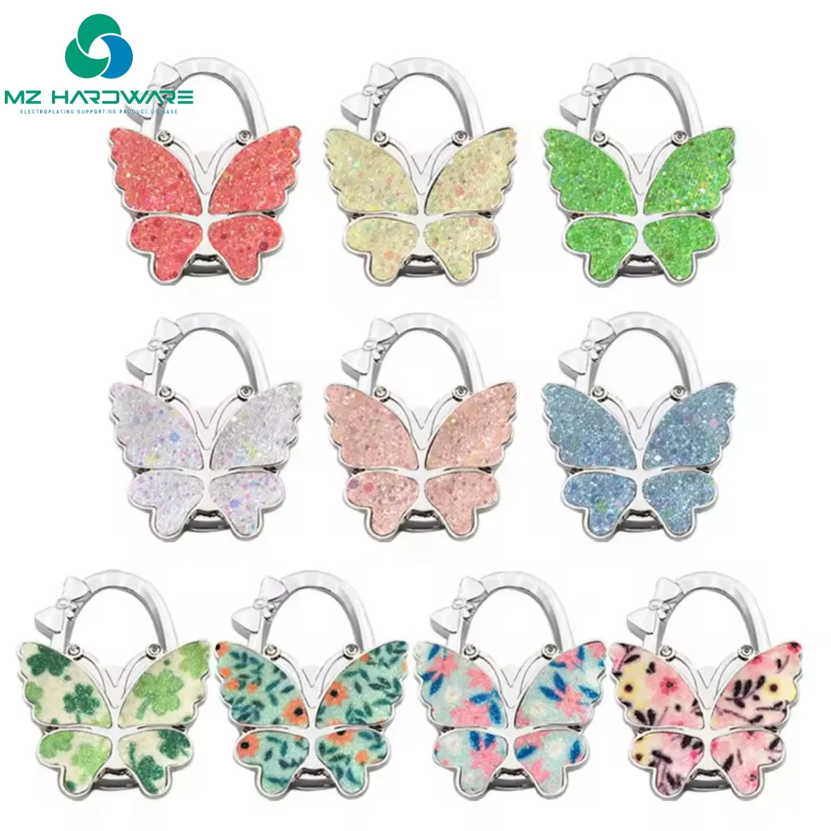 Custom Handbag Hook Bag Accessories Colorful Butterfly Creative Student Gifts Foldable Metal Bag Hanger
