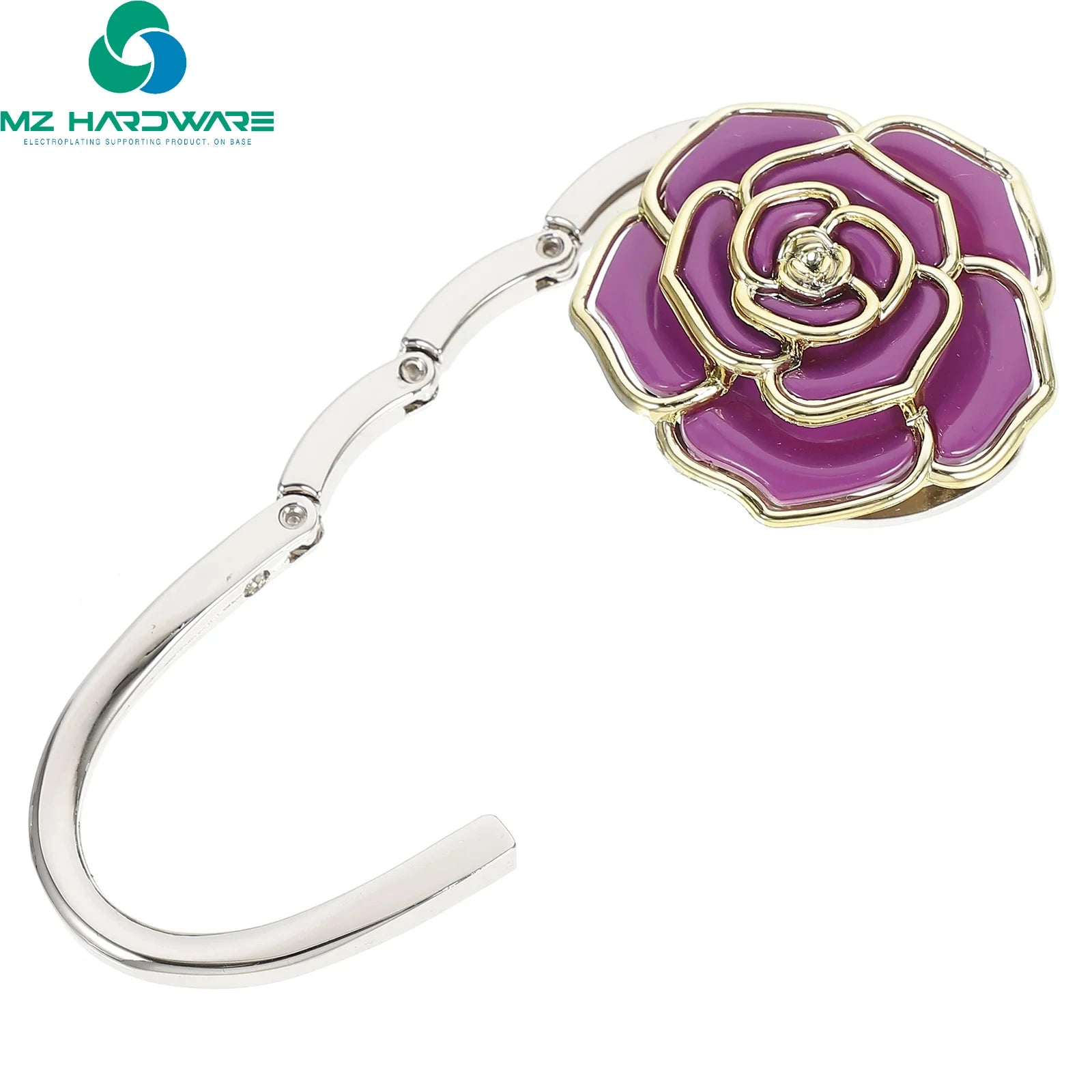 MZ Foldable Lock Hanger Bag Holder Key Flower Hook Purse Desk Hanging Bracket Multi Purpose Hooks Zinc Alloy Acrylic Portable