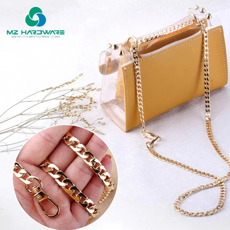 MZ Adjustable Chain Strap for Crossbody Leather and Steel Chain Strap with Ring Crossbody Replacement for Handbag Shoulder Bag