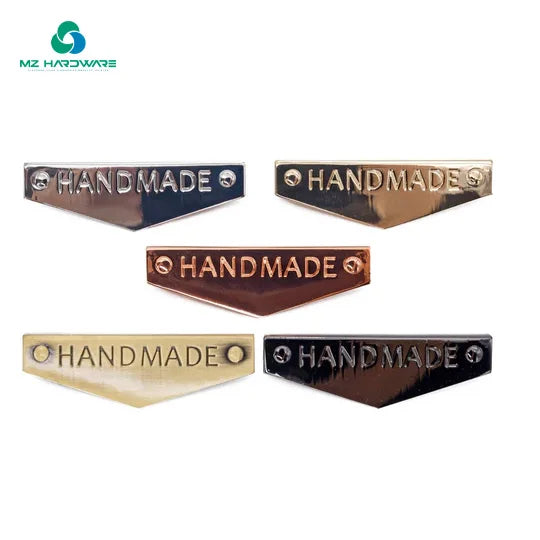 High Quality Custom Gold Metal Logo Tag Engraved Leather Brand Label for Knitted Scarves Private Plate Bag Parts & Accessories