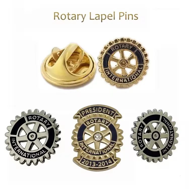 Metal Club Pin Crafts Manufacturers Gold Round Rotary International Metal Enamel Badge Rotary Lapel Pin