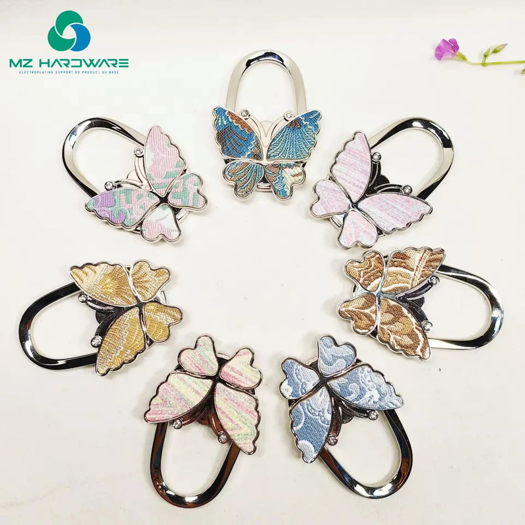 Custom Handbag Hook Bag Accessories Colorful Butterfly Creative Student Gifts Foldable Metal Bag Hanger