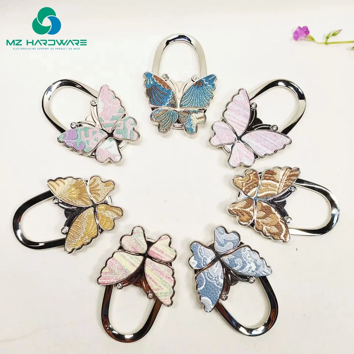 Custom Handbag Hook Bag Accessories Colorful Butterfly Creative Student Gifts Foldable Metal Bag Hanger