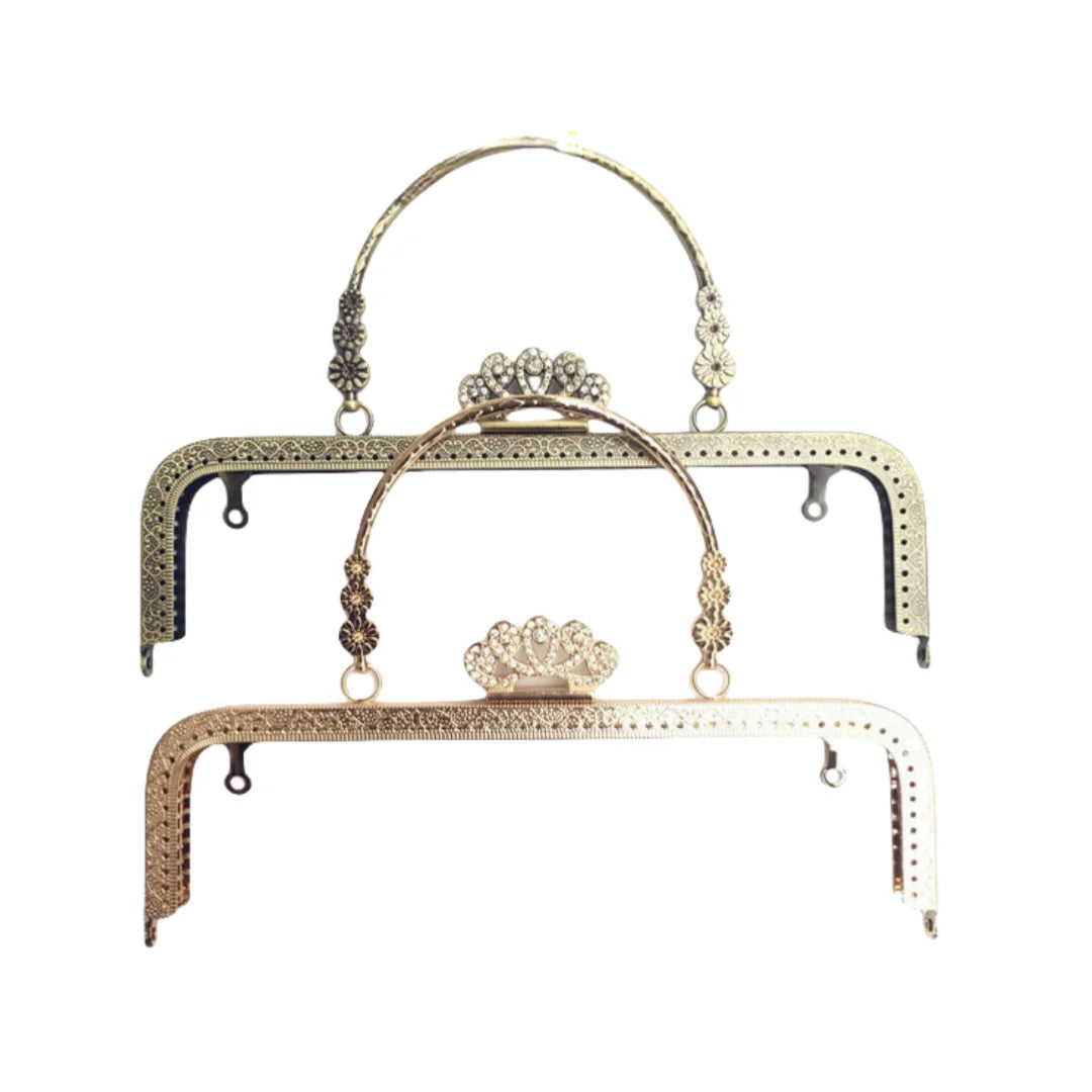 Factory Wholesale DIY Bag Kits 20/25cm Brass Handbag Handle Square Embossed Sunflower Kiss Clasp Sewing Brackets Frame Lock