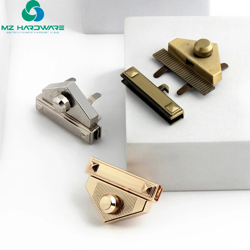 MZhardware Zinc Alloy Metal Bag Buckle Push Lock Spring Hook Replacement DIY Wallet Making Hardware Knitting Bag Tools Lock Type