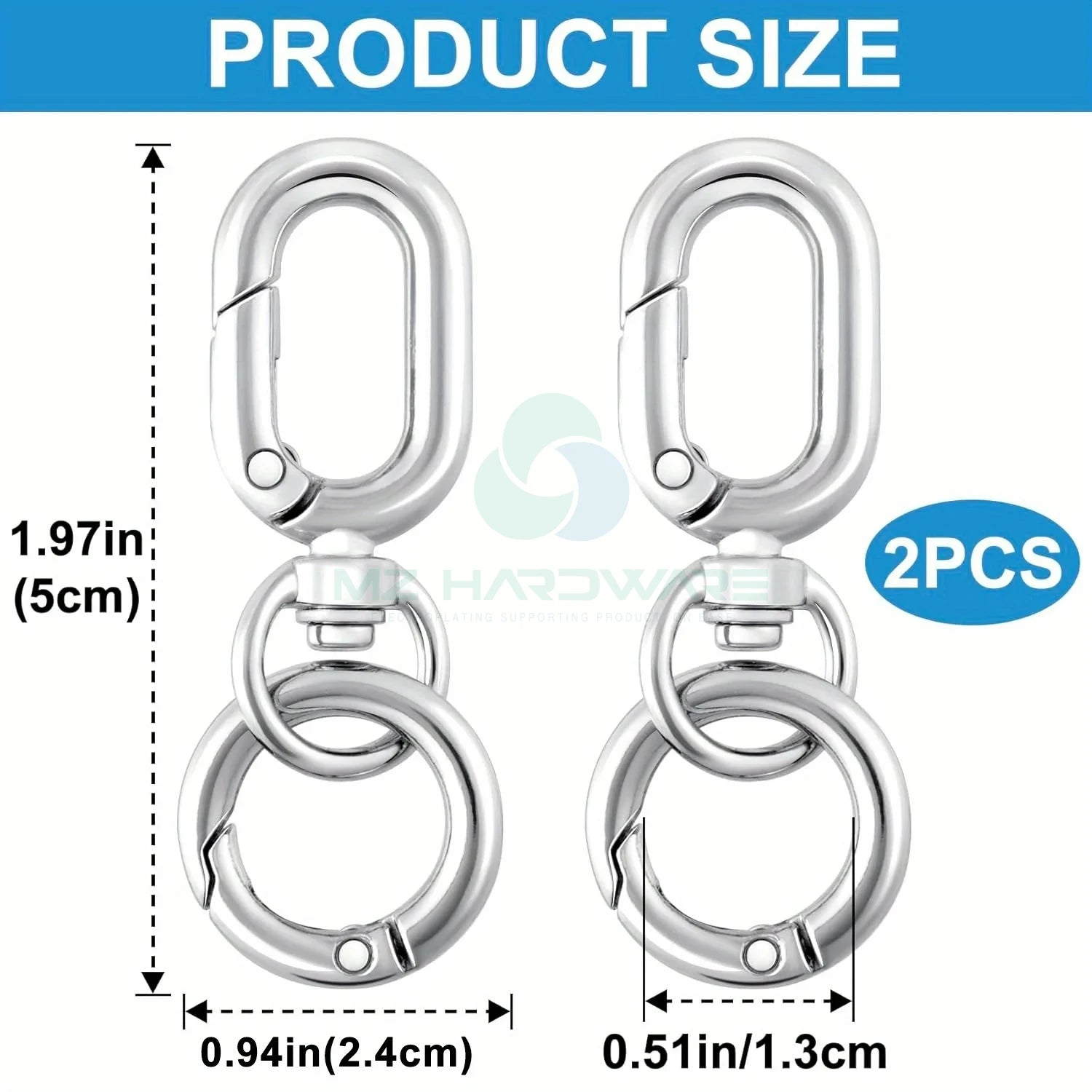 Factory Wholesale Double Opening Swivel Clasp Clips, Metal Swivel Spring Snap Hooks, Key Chain Clip with Key Ring for DIY Keys
