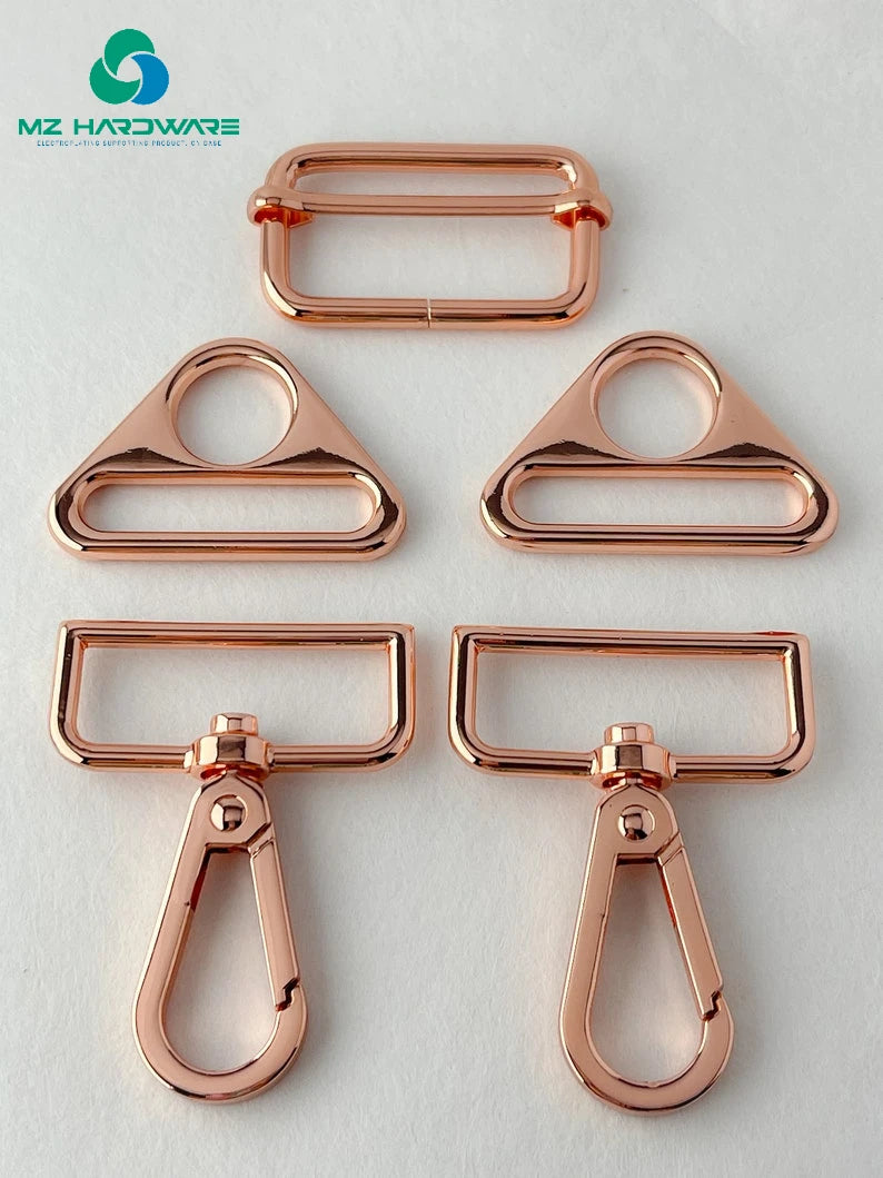 38mm High Quality Adjustable Strap Hardware Kit for DIY Handmade Bag 2 Swivel Snap Hooks+2 Triangle-Rings+1 Adjustable Slider