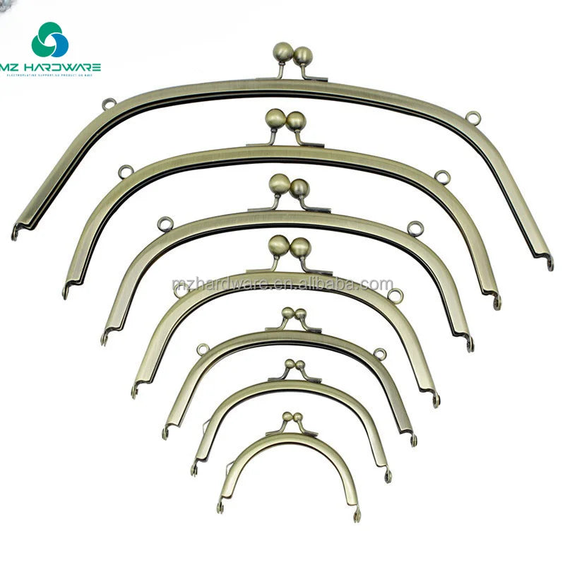 MZhardware Wholesale Bronze Metal Purse Frame with Kiss Clasp Lock Luxury Hardware for Clutch Bag Handbag Accessories