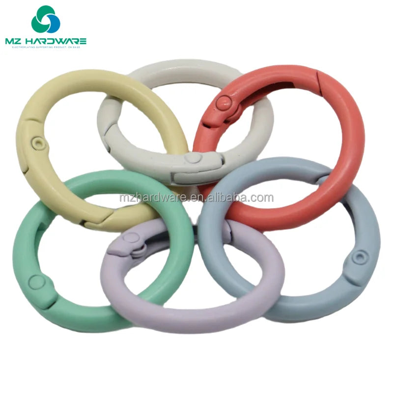 MZ Customized Logo Spring Ring High Quality Metal D Ring Bag Accessories Adjustable Metal Spring Snap Clip Hooks for Keyring