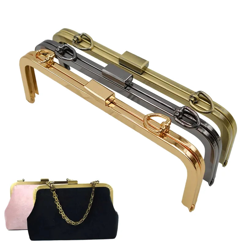 20.5cm Metal Purse Frame Women Handle Clutch Bag Accessories DIY Copper Black Light Gold HandBag Kiss Clasp Lock Hardware