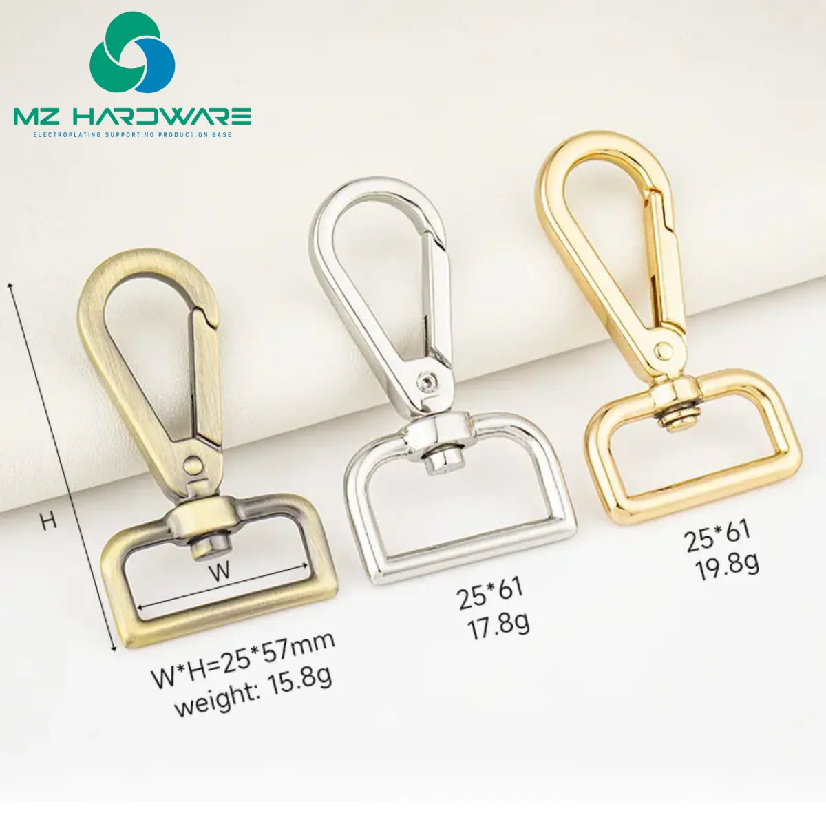 Customized Bag Accessories Swivel Trigger Lobster Clasps Gold Metal Solid Brass Swivel Snap Hook for Luggage